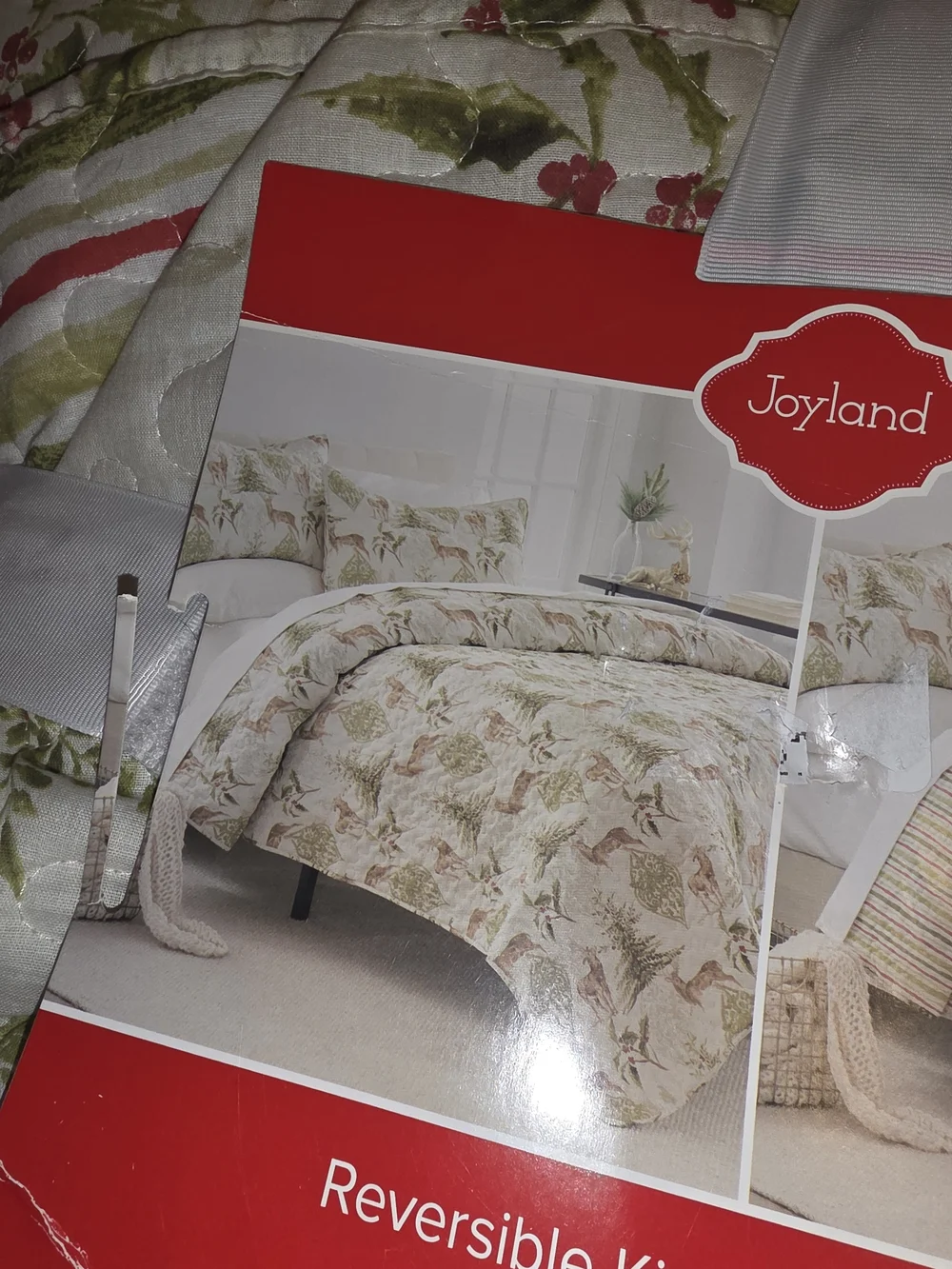 Winter Trails Reversible King 3-Piece Quilt Set - Cream/Green/Tan